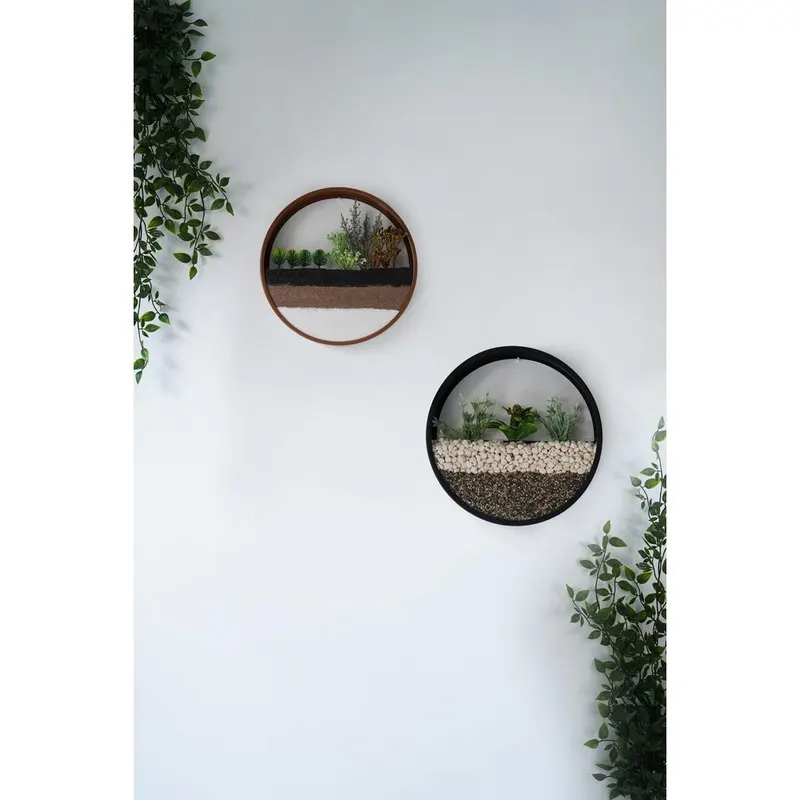 Decoratiune de perete Metal Green Panda, Maro - Negru, 30x5x30 cm - Negru