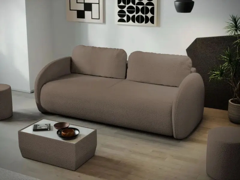 Canapea Ovelis 3 locuri extensibila plusata maro