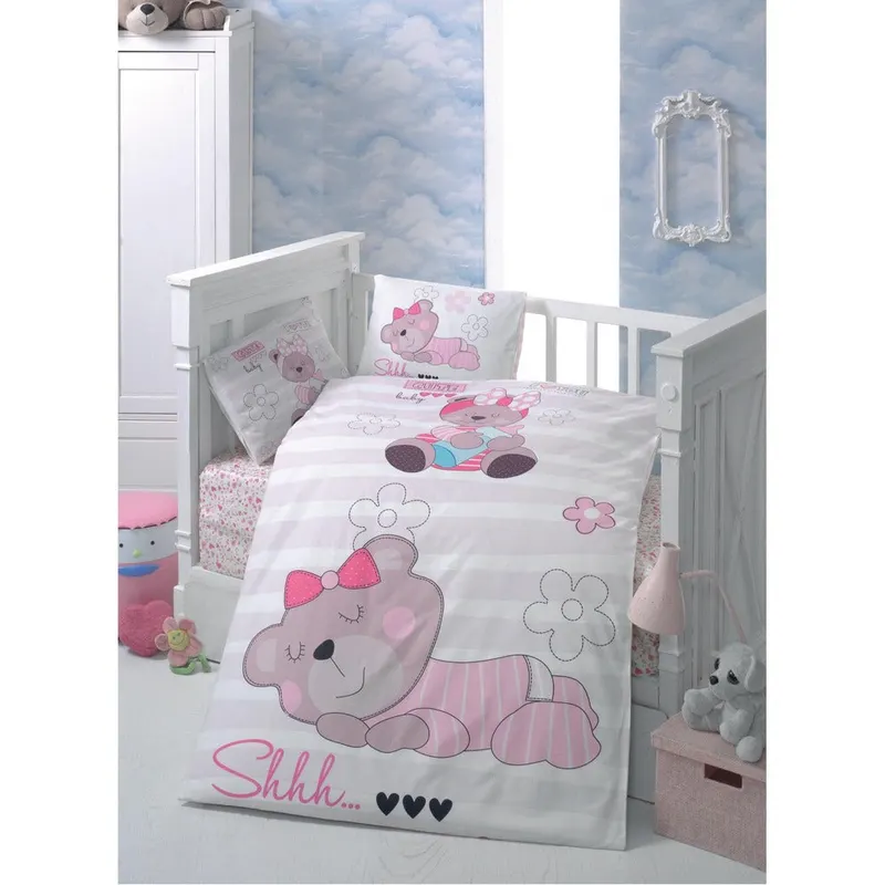 Set lenjerie pentru copii Ranforce, Alb, 150x100 cm - Alb