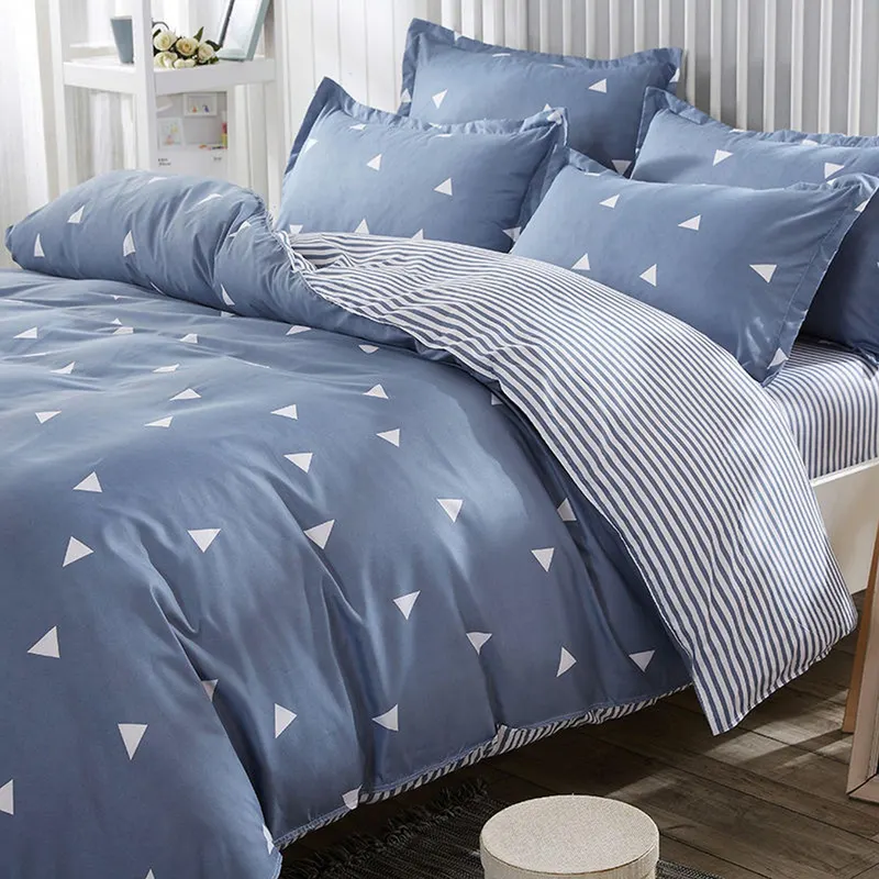 Set Lenjerie de pat double, Albastru, 220x200 cm - Albastru