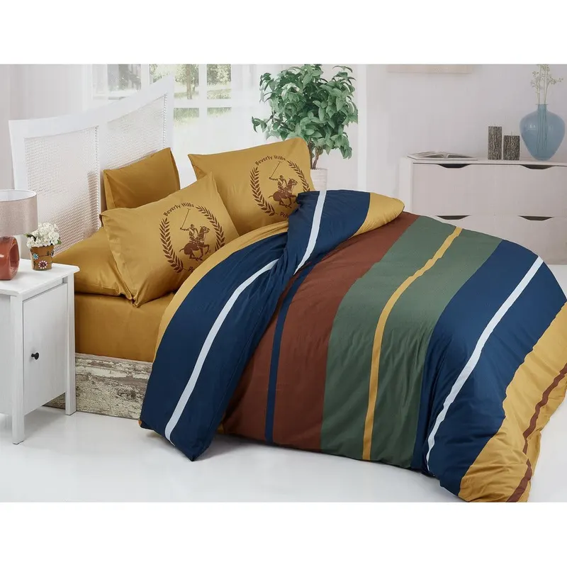Set Lenjerie de pat double, 100% Bumbac Ranforce, Galben, 220x200 cm - Galben