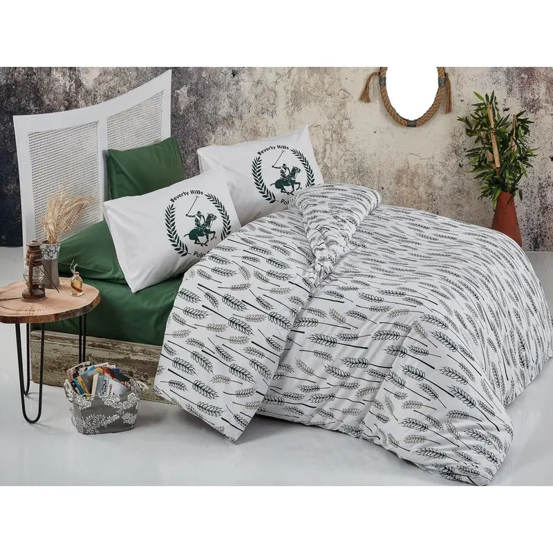 Set Lenjerie de pat double, 100% Bumbac Ranforce, Alb, 220x200 cm - Alb