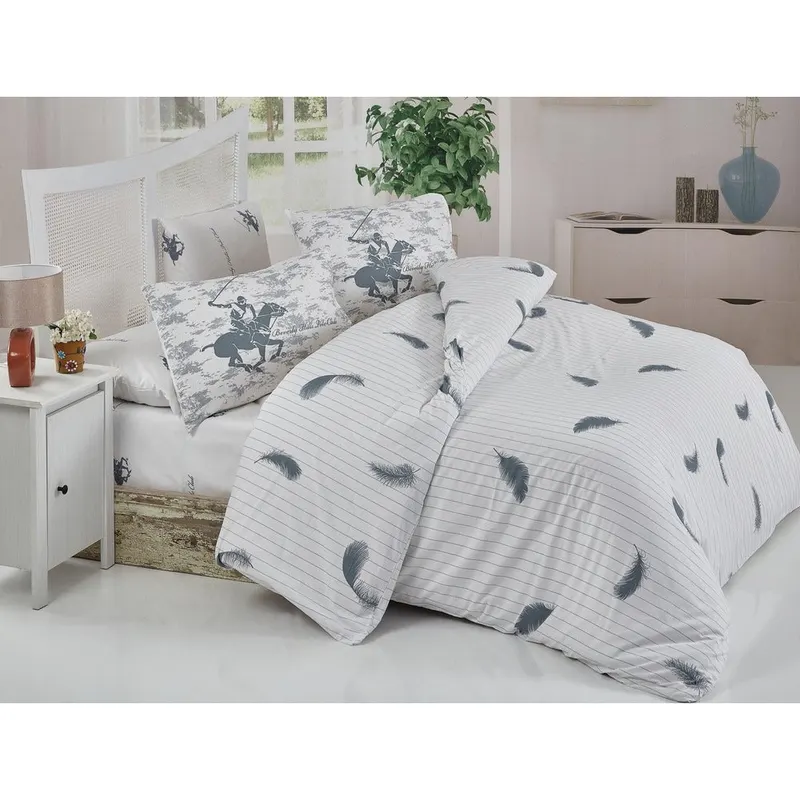 Set Lenjerie de pat double, 100% Bumbac Ranforce, Alb, 220x160 cm - Alb