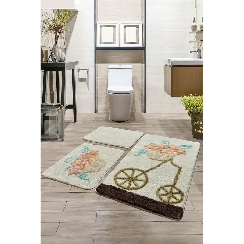 Set Covor de baie (3 bucăți), Multicolor, 40x60 cm - Multicolor