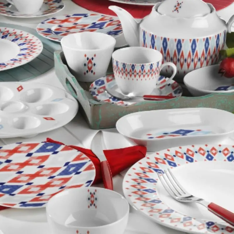 Serviciu de masa, 41 piese,  Portelan, Multicolor - Multicolor