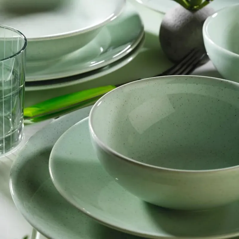 Serviciu de masa, 24 piese,  Portelan, Verde - Verde