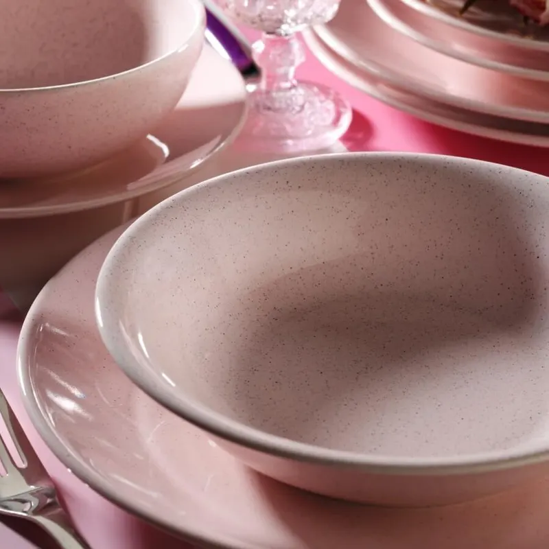 Serviciu de masa, 24 piese,  Portelan, Roz - Roz