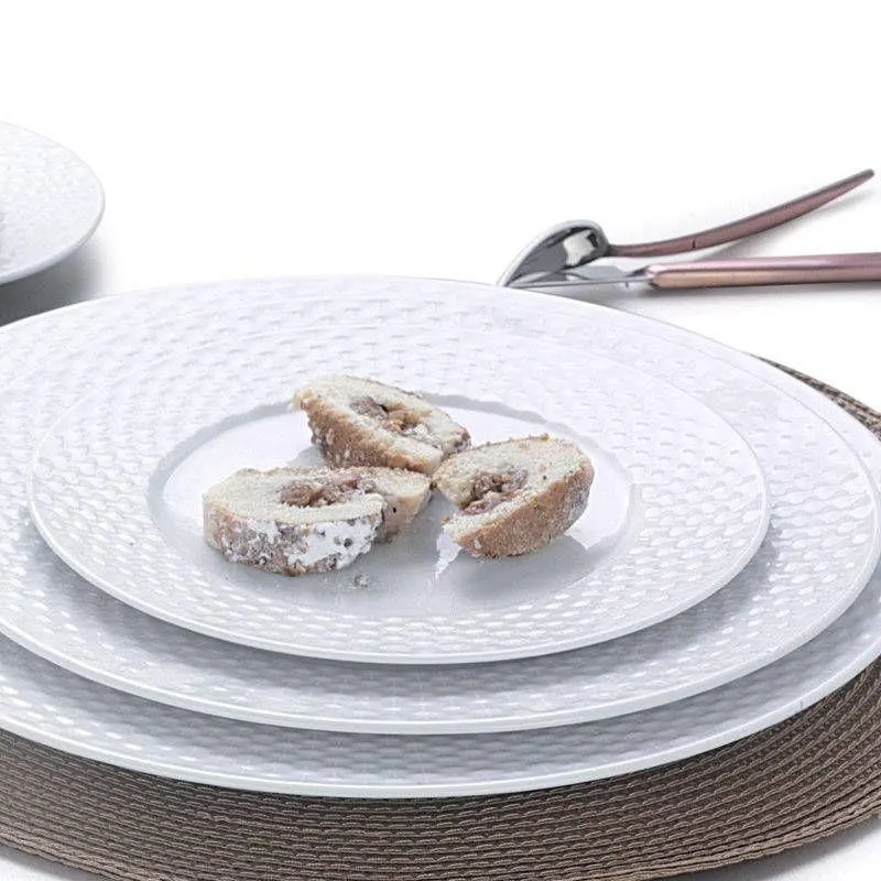 Serviciu de masa, 24 piese, Portelan, Alb - Alb