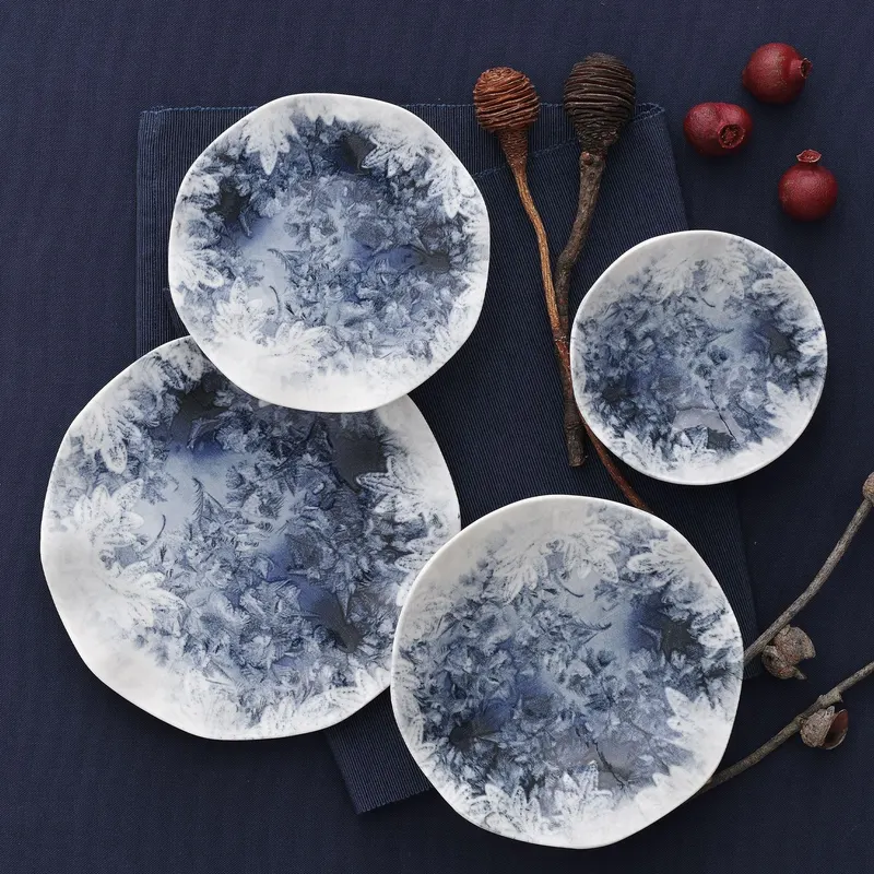 Serviciu de masa, Set 24 piese pentru cina, Portelan, Albastru, 29x28x36 cm - Albastru