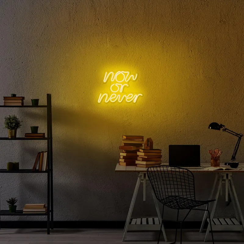 Aplica de Perete Neon Now or Never, 28x22 cm - Galben