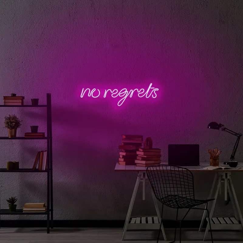 Aplica de Perete Neon No Regrets, 52x16 cm - Roz