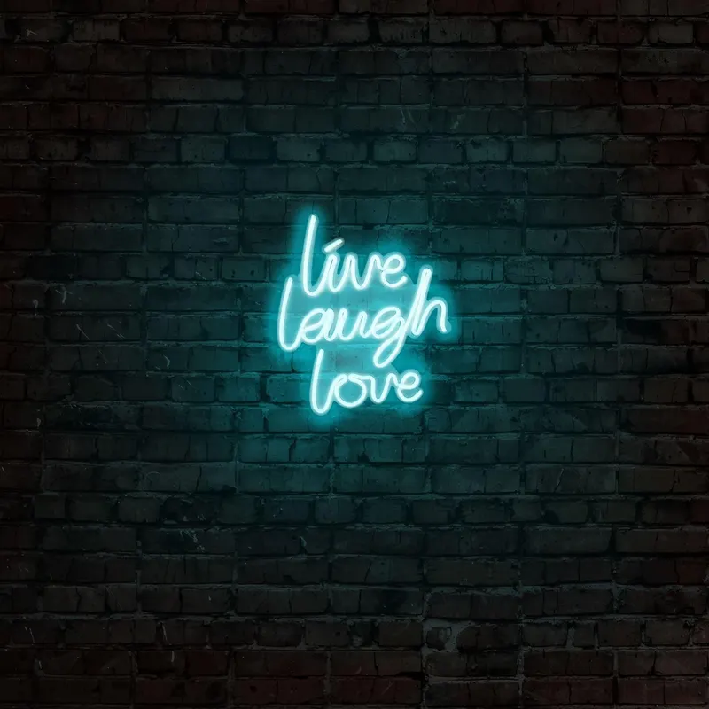 Aplica de Perete Neon Live Laugh Love, 31x36 cm - Albastru