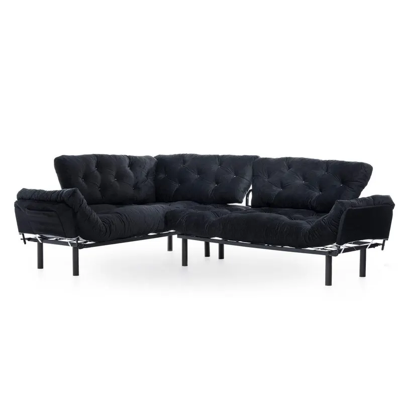 Canapea extensibilă de colț Mocca, interschimbabil, Diverse culori, 147x53x45 cm - Negru