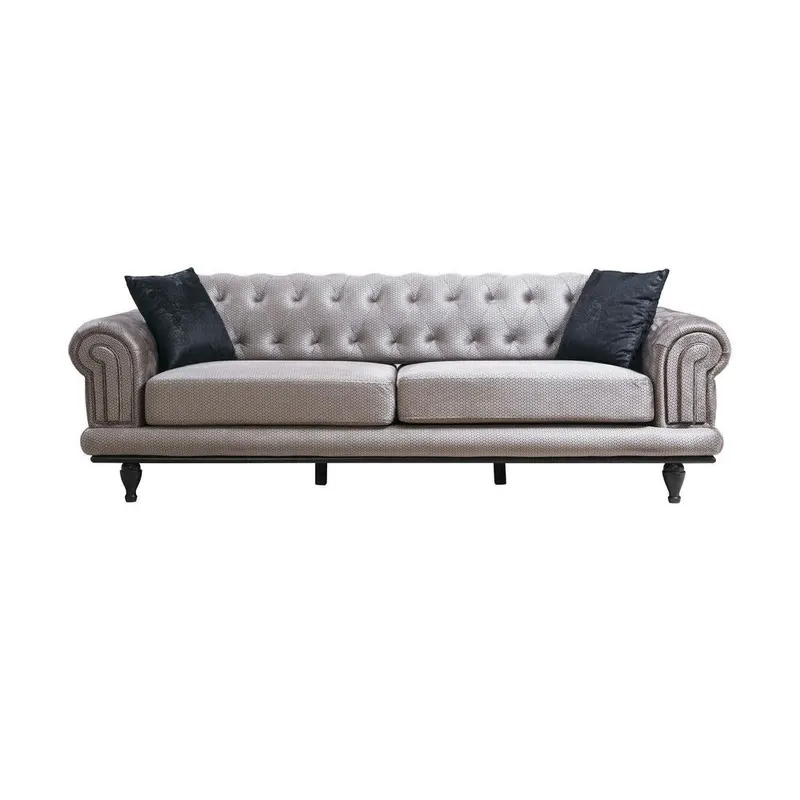Canapea extensibila cu 3 Locuri Polyanna, Gri, 230x95x78 cm - Gri
