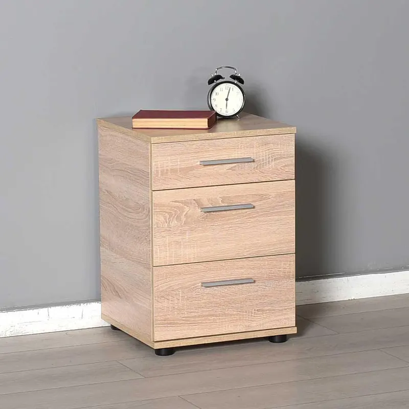 Noptiera KMD-530-BB-1 Home Collection® Trendline, 3 sertare, 40x57x39 cm - Bej