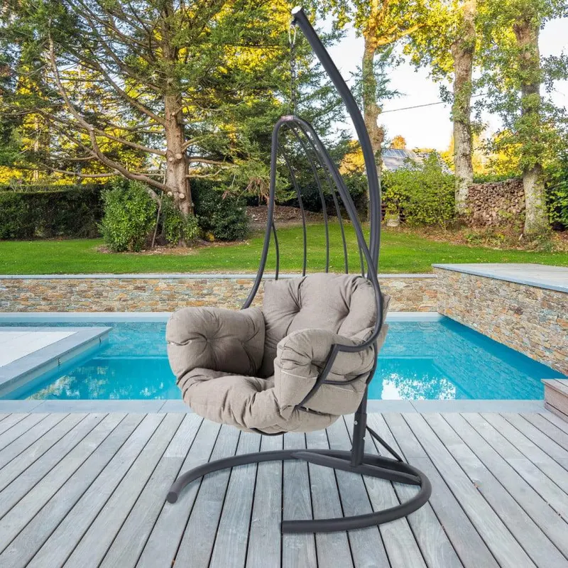 Balansoar de gradina Melike, Crem, 115x218x60 cm - Gri