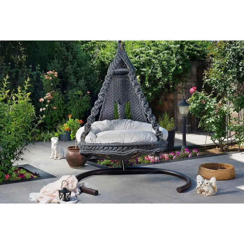 Balansoar de gradina Spider, Gri, 130x130x230 cm - Gri
