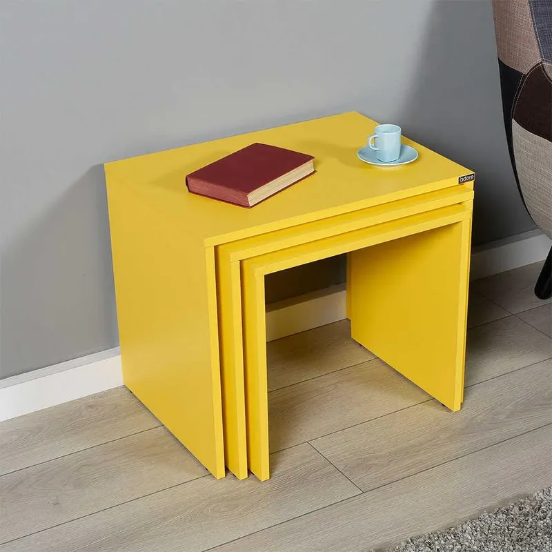 Set 3 Masute Cafea Zigon SHP-103-PP-1 Home Collection®, 55x47x40 cm - Galben