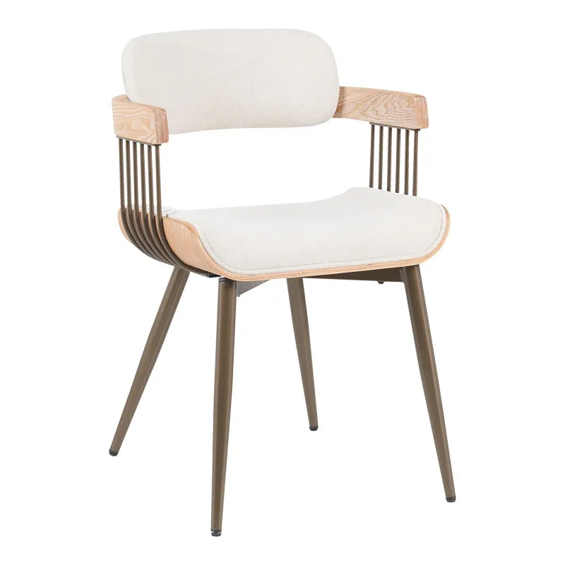 Fotoliu Cameo cu design metalic, stil bronz-alb-spalat-bej, 53x49x75 cm - Bronz