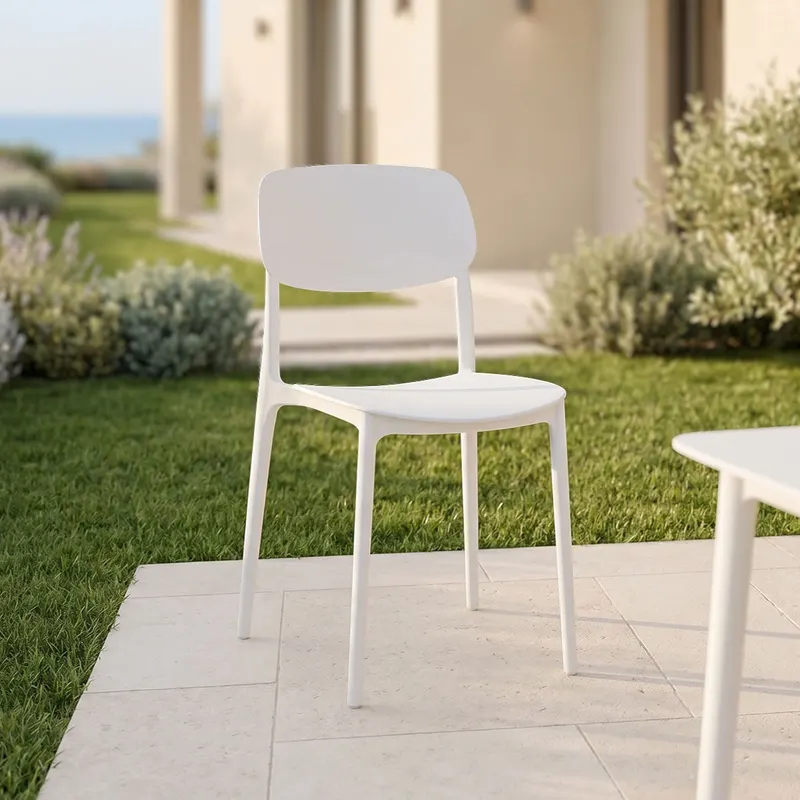 Scaun stivuibil Berdian, mint, polipropilena, Diverse culori, 38x49x79 cm - Alb