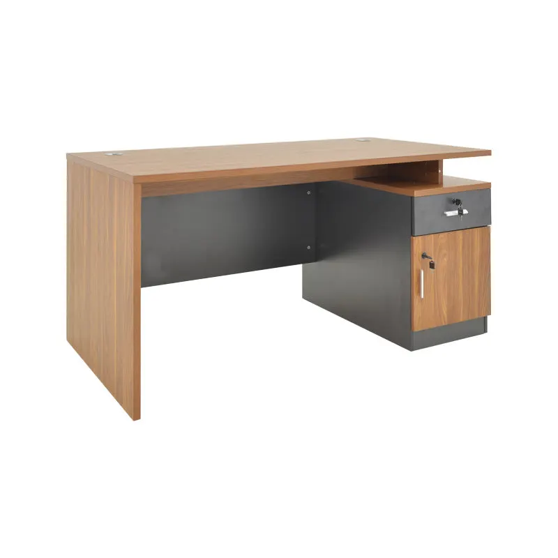 Birou profesional cu suport pentru documente Oscar, Lemn, nuc/Gri închis, 120x70x76 cm - Nuc