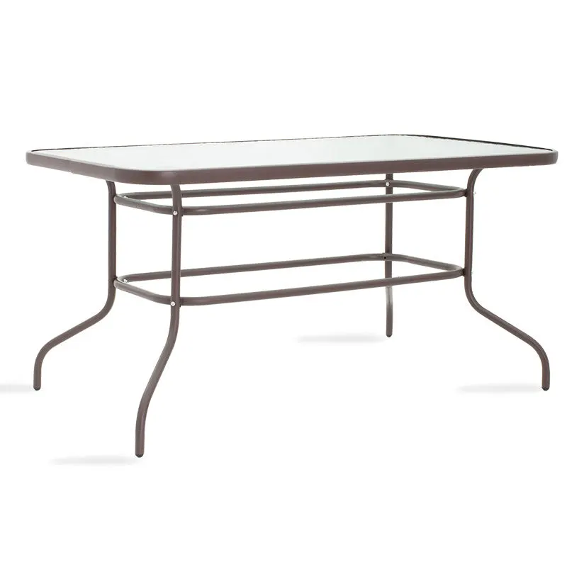 Masa Valor metal sticla, Maro - Alb, 140x80x70 cm - Maro