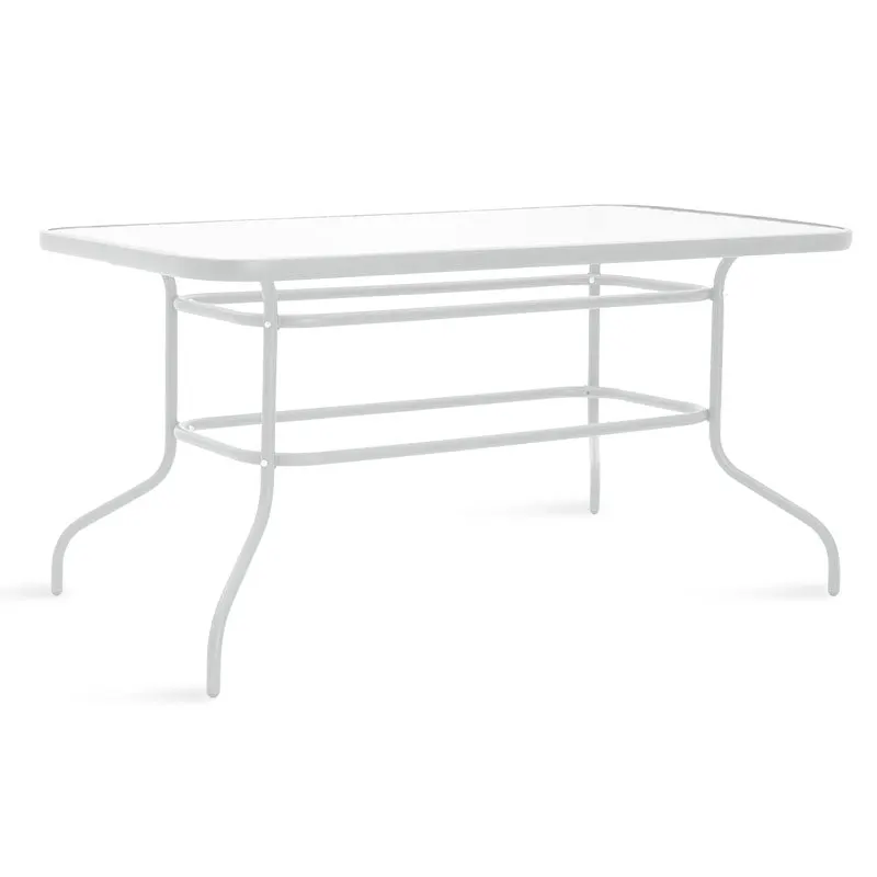Masa Valor metal sticla, Maro - Alb, 140x80x70 cm - Alb