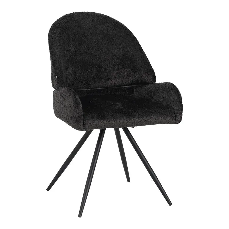 Scaun rotativ Morea, boucle si metal, 68x66x82 cm - Negru