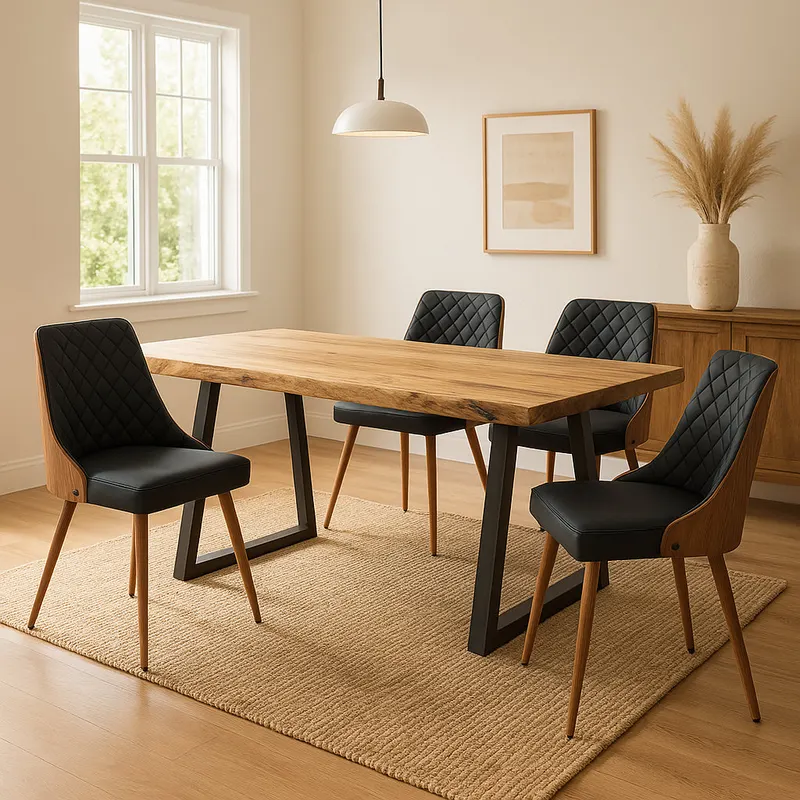 Masa Miles Slim Boho, Lemn de salcam, Grosime 4 cm, Natural, 200x96x76 cm - Natur