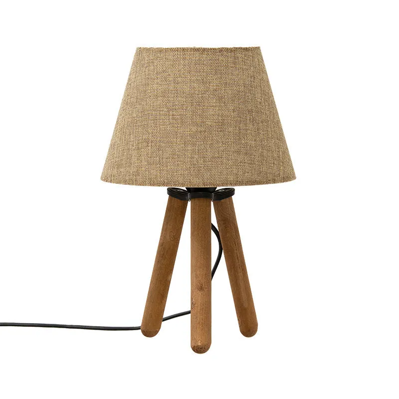 Veioza PWL-1071, textil si MDF, D22x32 cm - Bej-Maro-Nuc