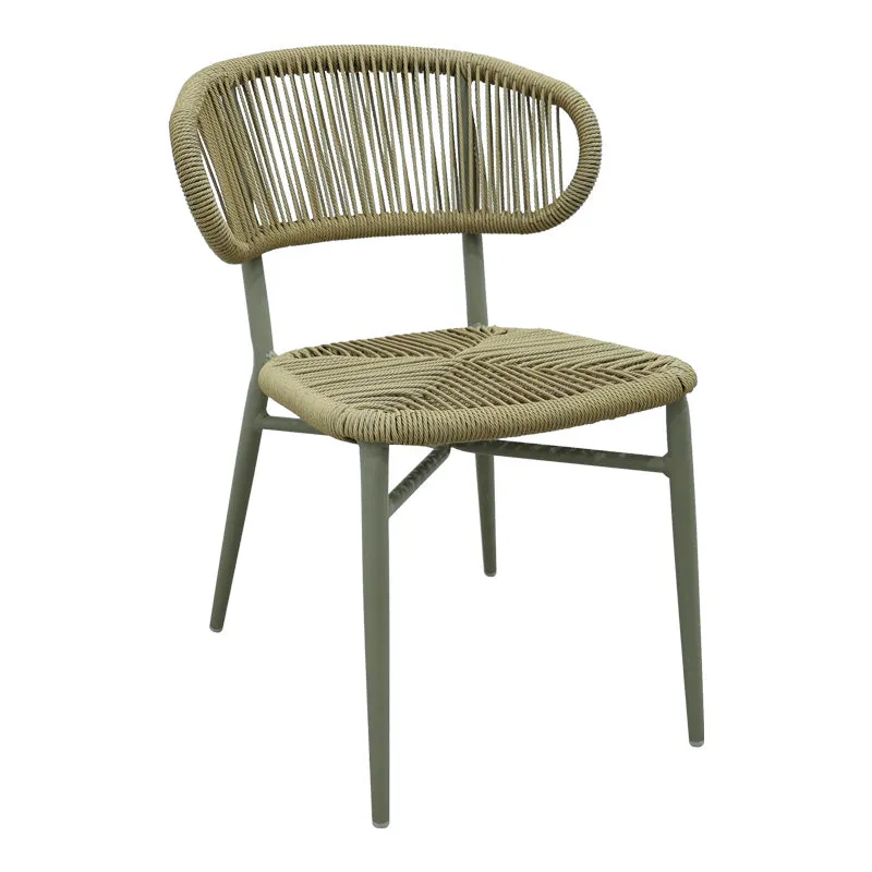 Scaun din aluminiu-pe ratan Agus stivuibil, maro, 55x63x77 cm - Maro