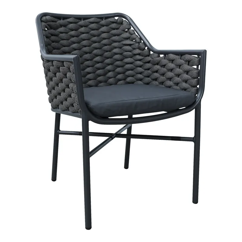 Scaun cu brate din aluminiu Ortegia, cu cadru antracit si sfoara, 57x62x82 cm - Antracit