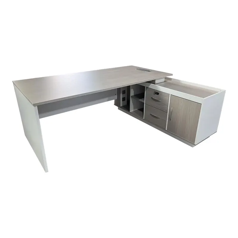 Birou colt de lucru profesional Armadi, Sonoma-Alb, 200x90x75 cm - Natur