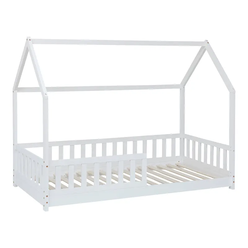 Pat pentru copii Sleepy, Lemn de pin, Alb, 90x190 cm - Alb