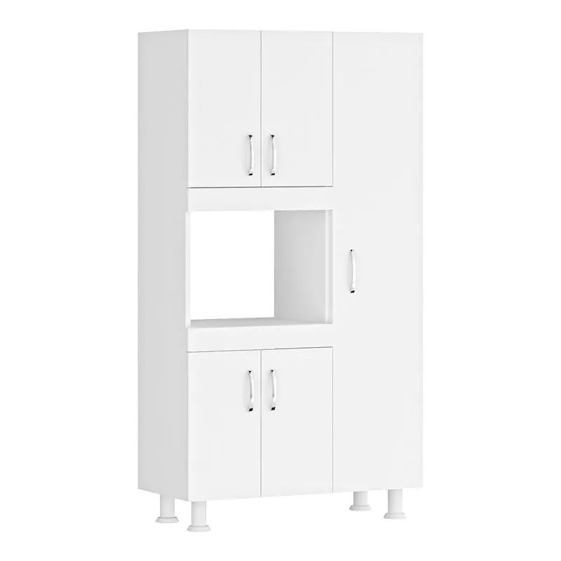 Mobila de bucatarie Defne cu loc de microunde, 5 usi, alb, 89x38x160 cm - Alb