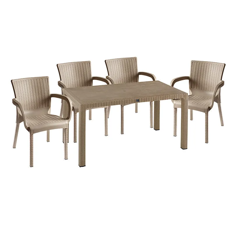 Set de gradina masa si scaune Explore, Festive set 5 piese, cappuccino, 150x90x73 cm - Bej