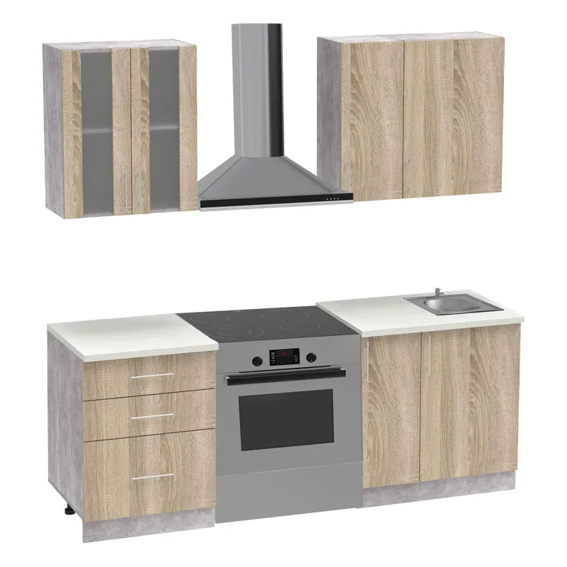 Set mobila bucatarie 4 buc Festa II, Sonoma, 140x60x85 cm - Stejar