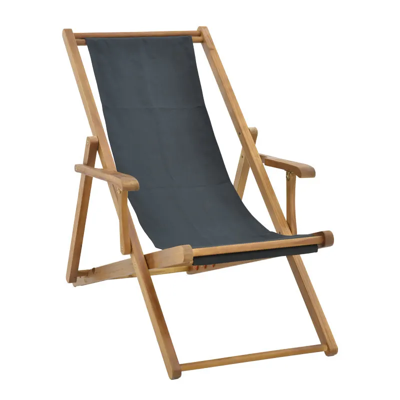 Sezlong Xurian lemn de salcâm pvc pvc, negru, 67x108x104 cm - Natur