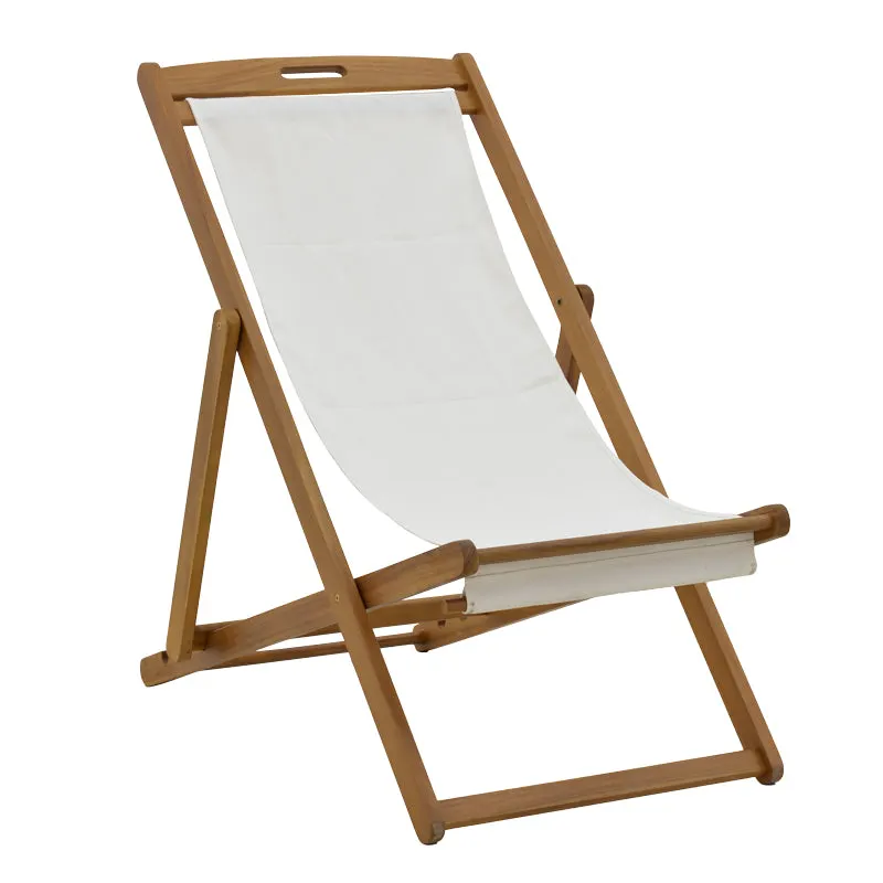 Sezlong Franclow lemn de salcâm pvc Panza, Natural alb, 66x108x105 cm - Natur