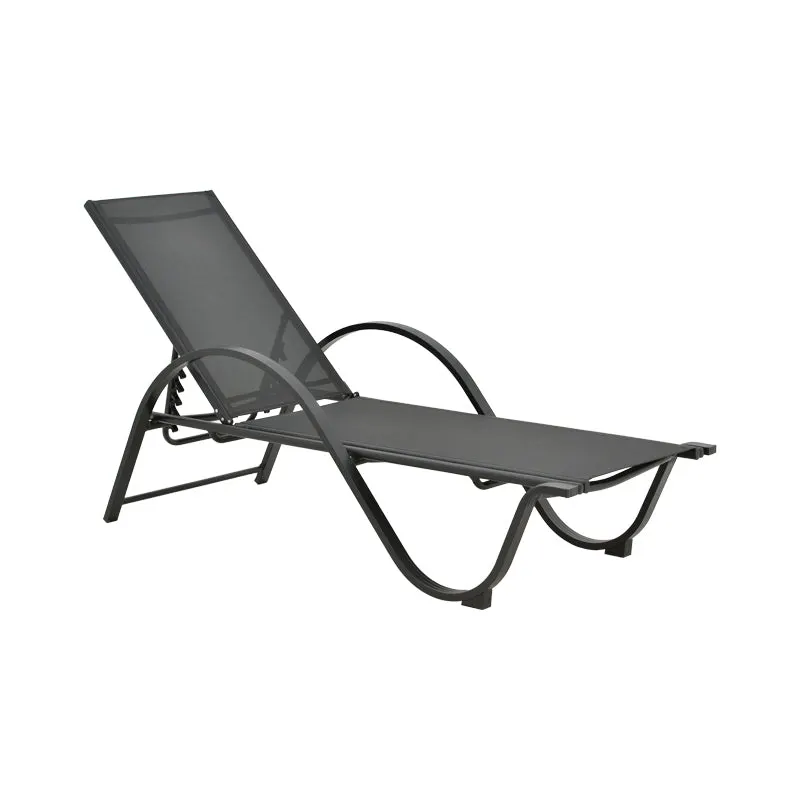 Sezlong Attain cu brate, Aluminiu si textilene, 191x64x32 cm - Gri