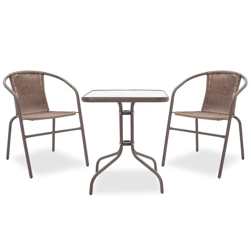 Set de sufragerie Obbi-Watson 3buc metal-pe maro, 60x60x60 cm - Maro