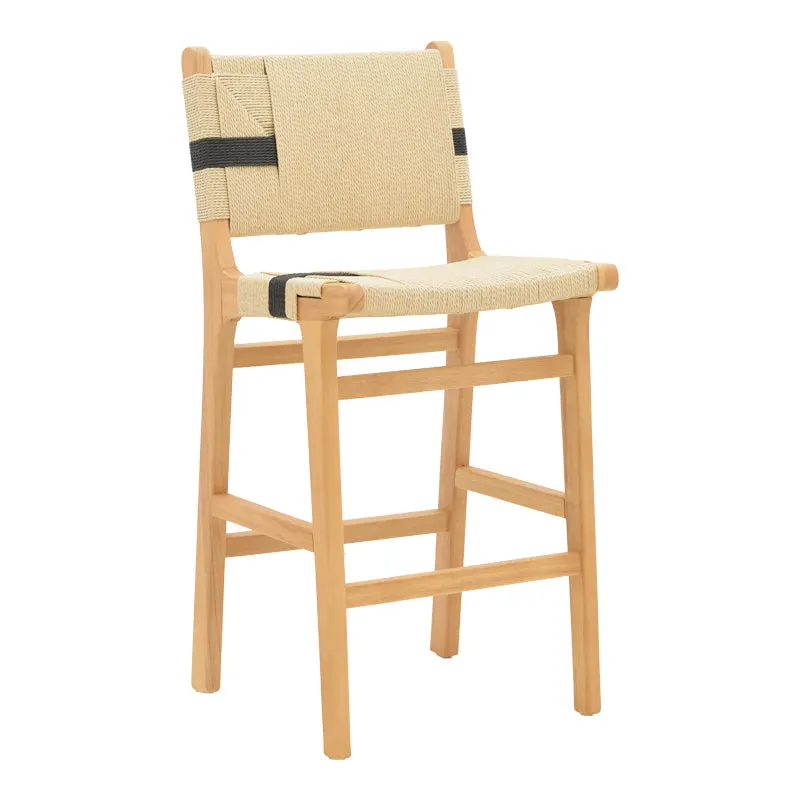 Scaun de bar Julien Natural-Natural-funie, neagra, 45x46x95 cm - Natur