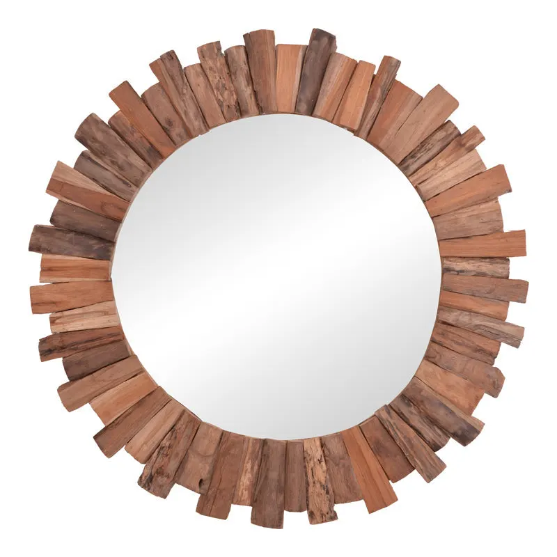 Oglinda Rounder lemn de tec, Natural, 100x100 cm - Natur
