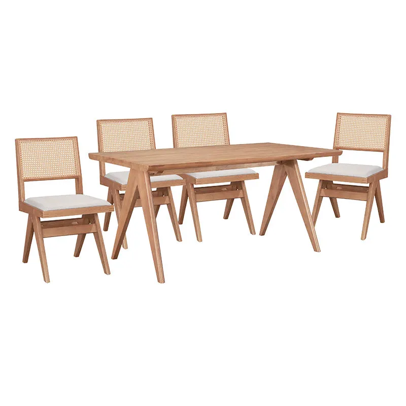 Set de sufragerie Winslow, 5 piese, nuc deschis, 160x85x75 cm - Nuc