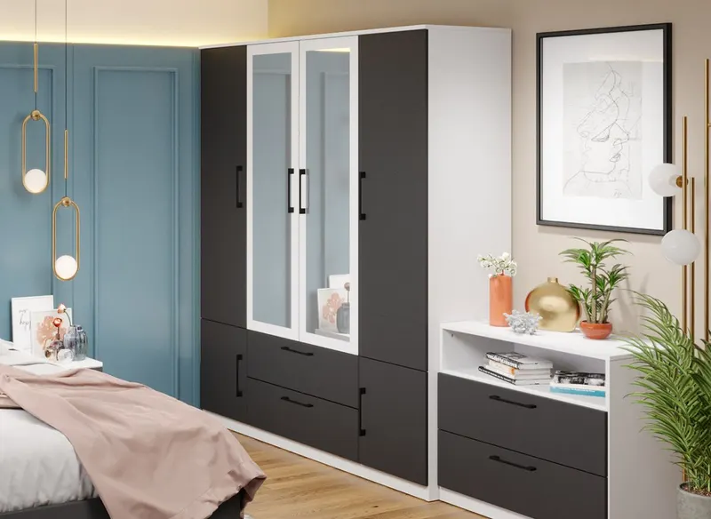 Dulap Benjamin Gri / Alb – C164/08 cu oglinda — imaginea 3