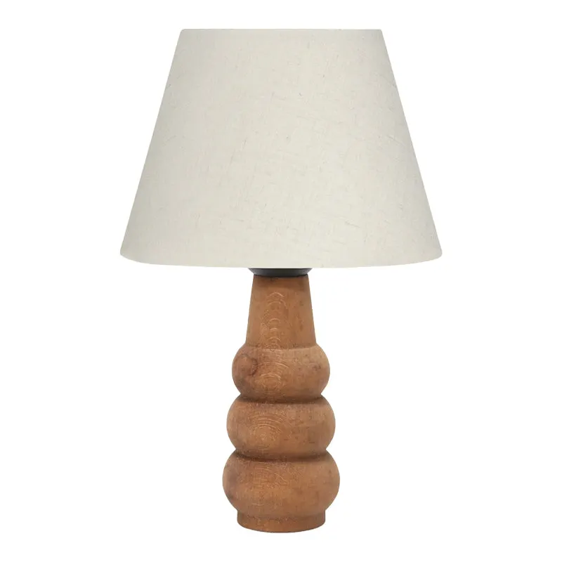 Lampa de Masa Cabini lemn de fag si tesatura, crem, 22x22x30 cm - Bej