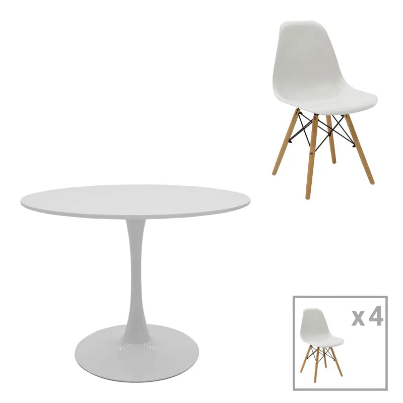 Julita-Balou set de Masa 5 -mdf, Alb, D100x75 cm - Alb