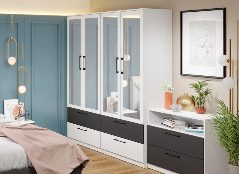 Dulap Benjamin Gri / Alb – C164/06 cu oglinda — imaginea 3