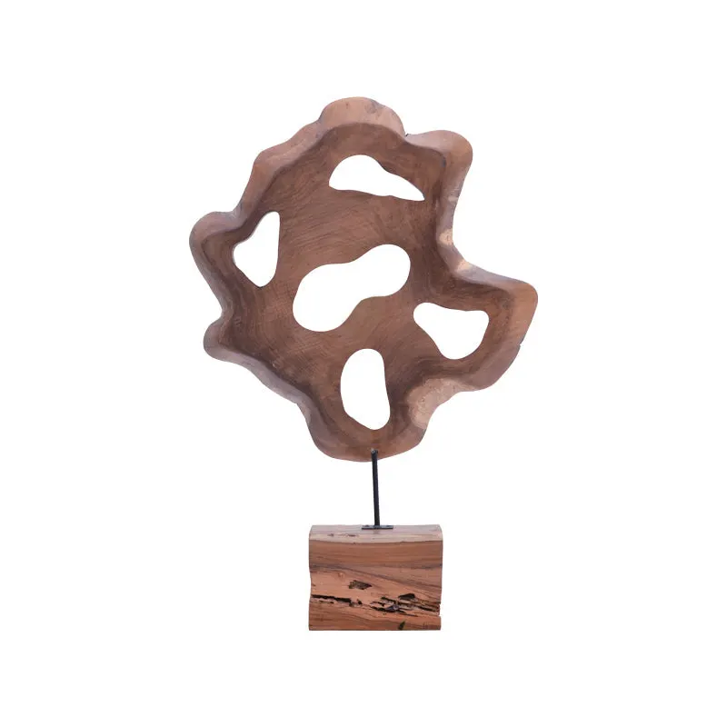 Decoratiune masa Strab lemn Natural de tec si metal, 55x10x80 cm - Nuc