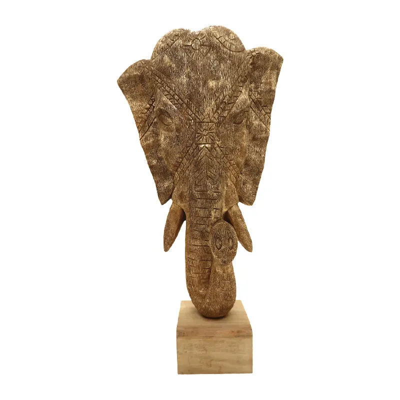 Decoratiune de masa elefant Zap lemn de mango, auriu, 31x13x61 cm - Auriu